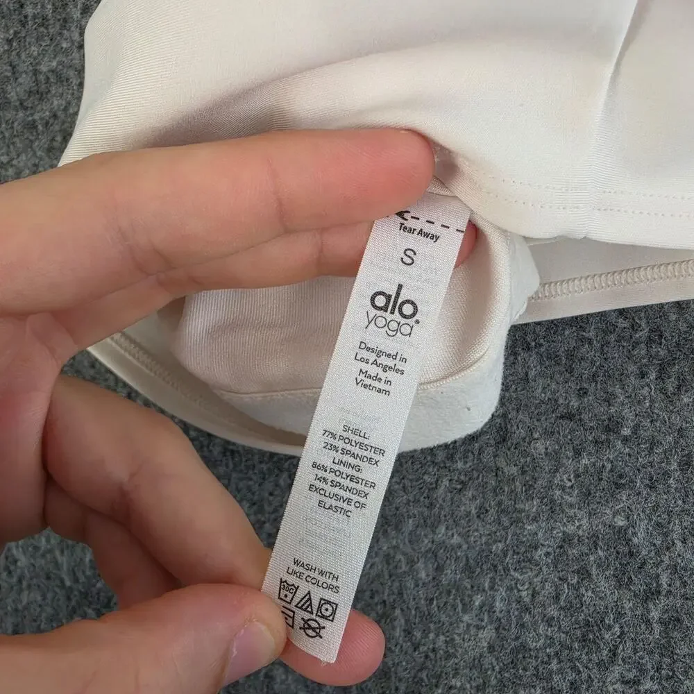 Alo Yoga Sports Bra Women Small High Neck Longline White Racerback Yoga Pilate
